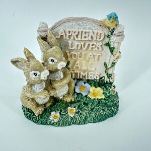 Hermitage Pottery Bunny Figurine A Friend Loves You At All Times 1997 Easter